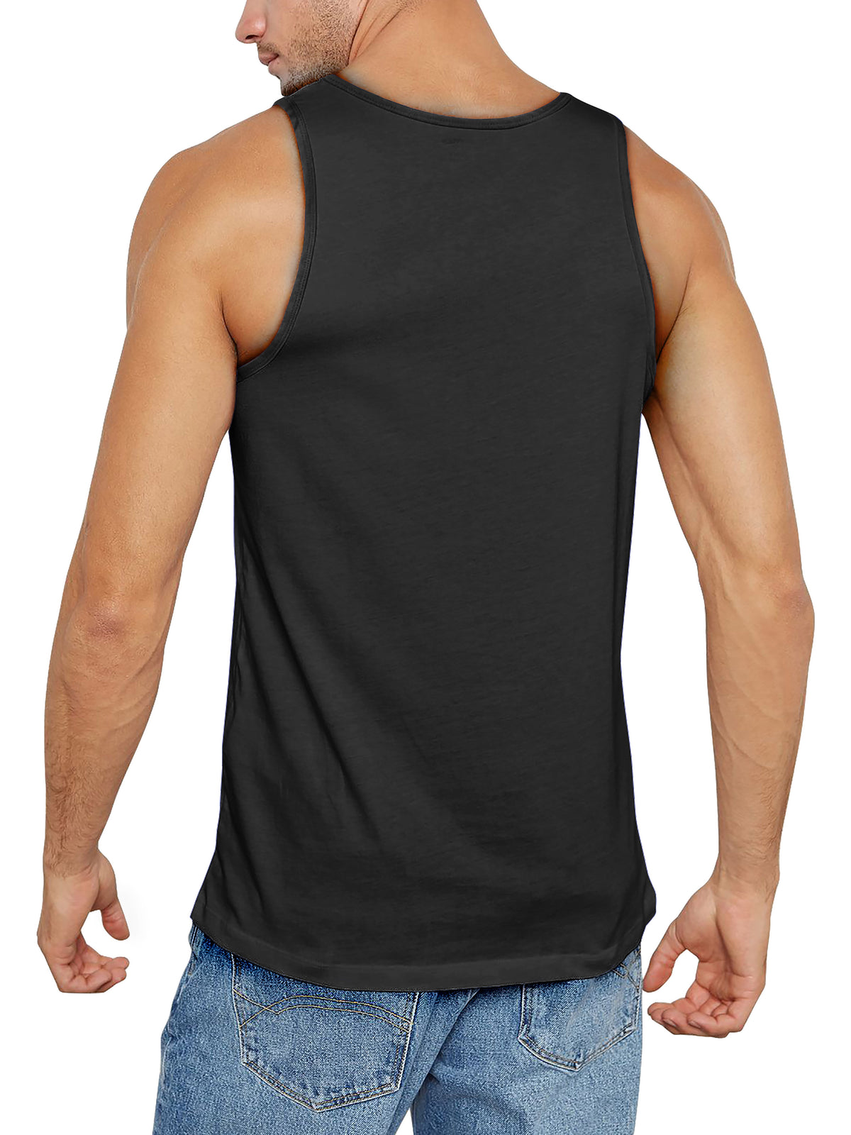Men’s Muscle Fit Workout Sleeveless Tank Top in Black - Hat and Beyond tank top