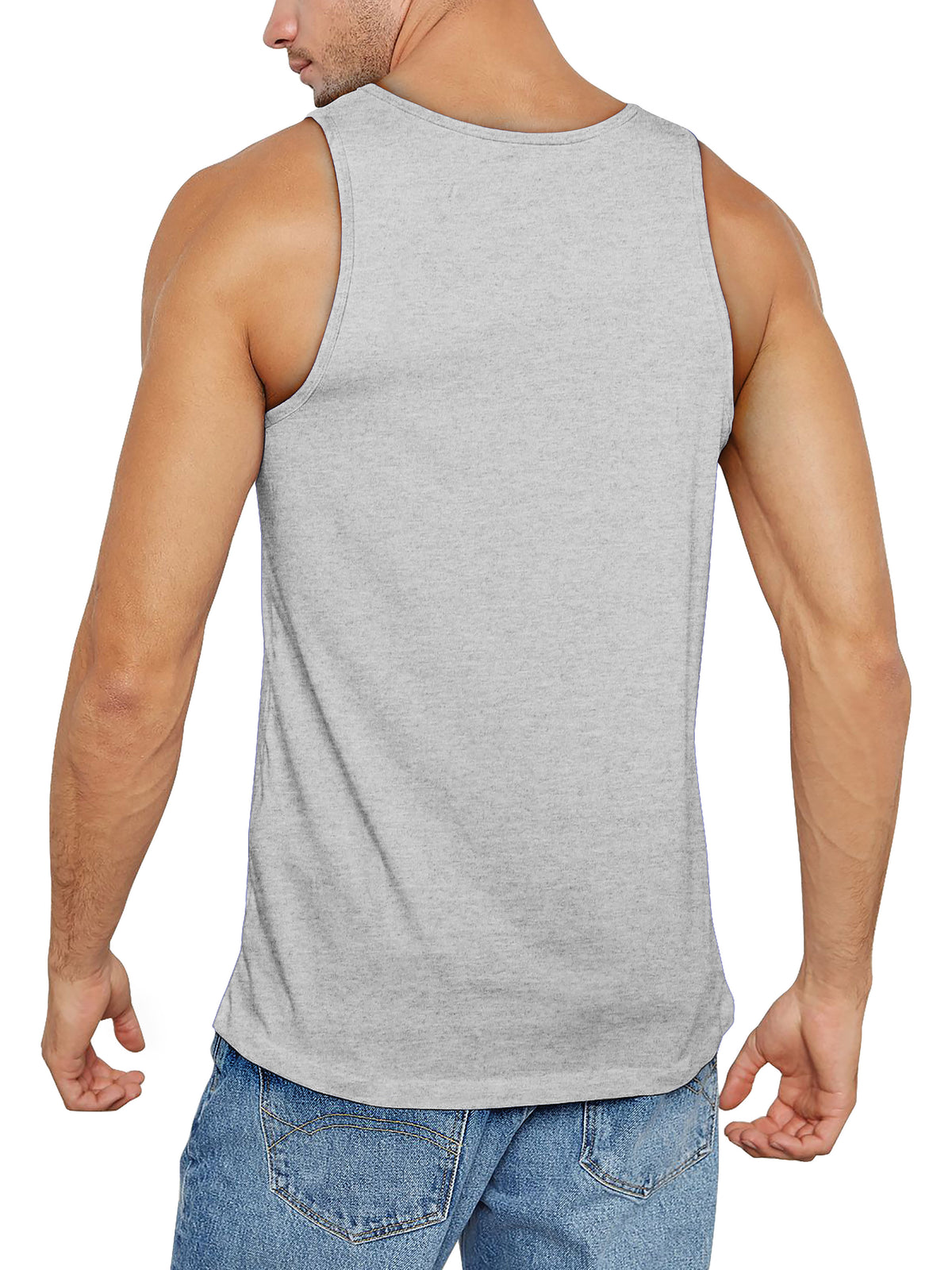 Men’s Muscle Fit Workout Sleeveless Tank Top in Gray - Hat and Beyond tank top