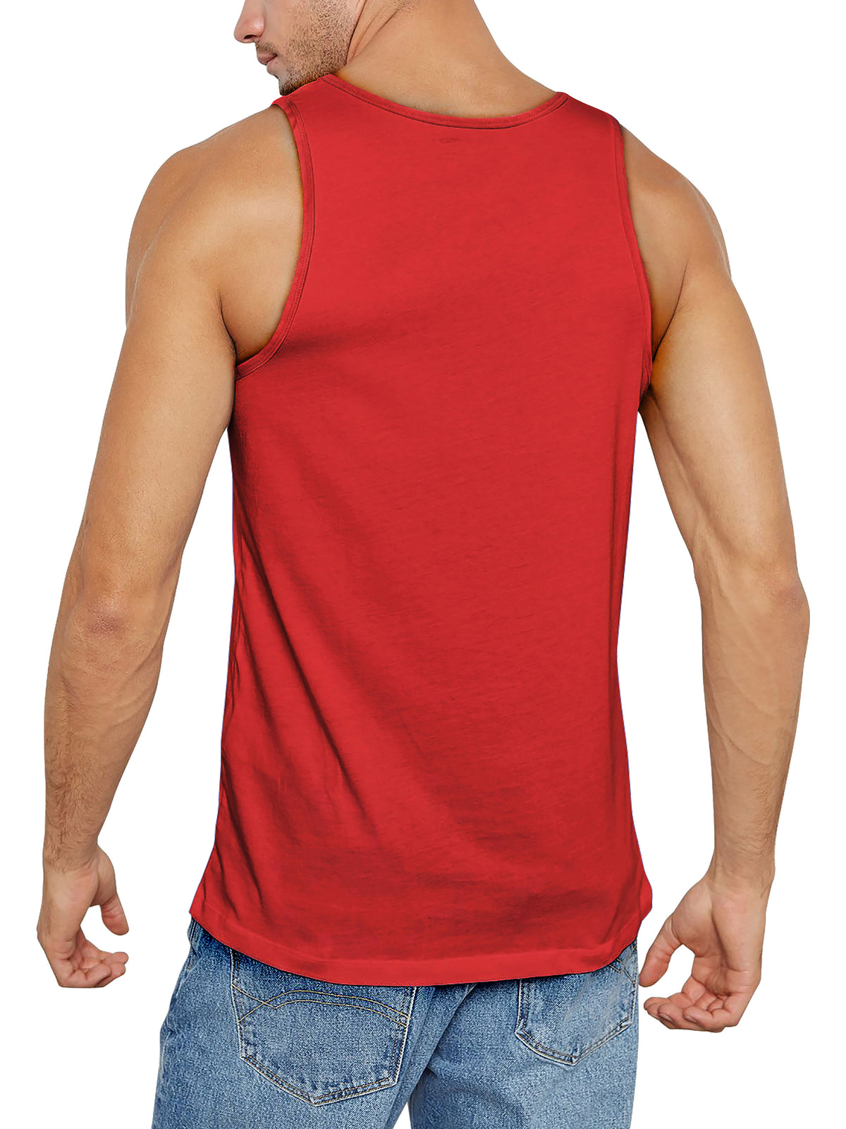 Men’s Muscle Fit Workout Sleeveless Tank Top in Red - Hat and Beyond tank top