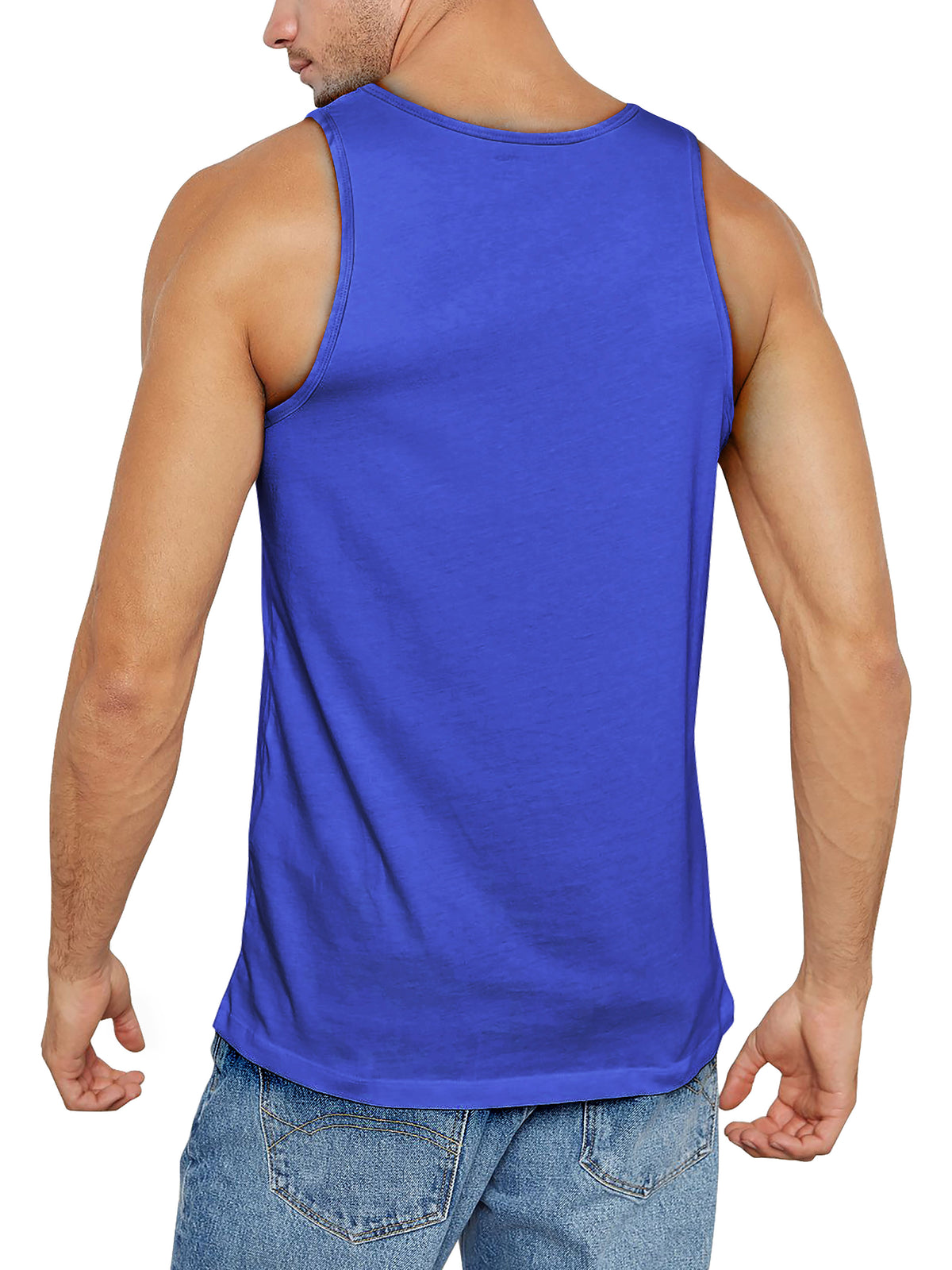 Men’s Muscle Fit Workout Sleeveless Tank Top in Royal Blue - Hat and Beyond tank top
