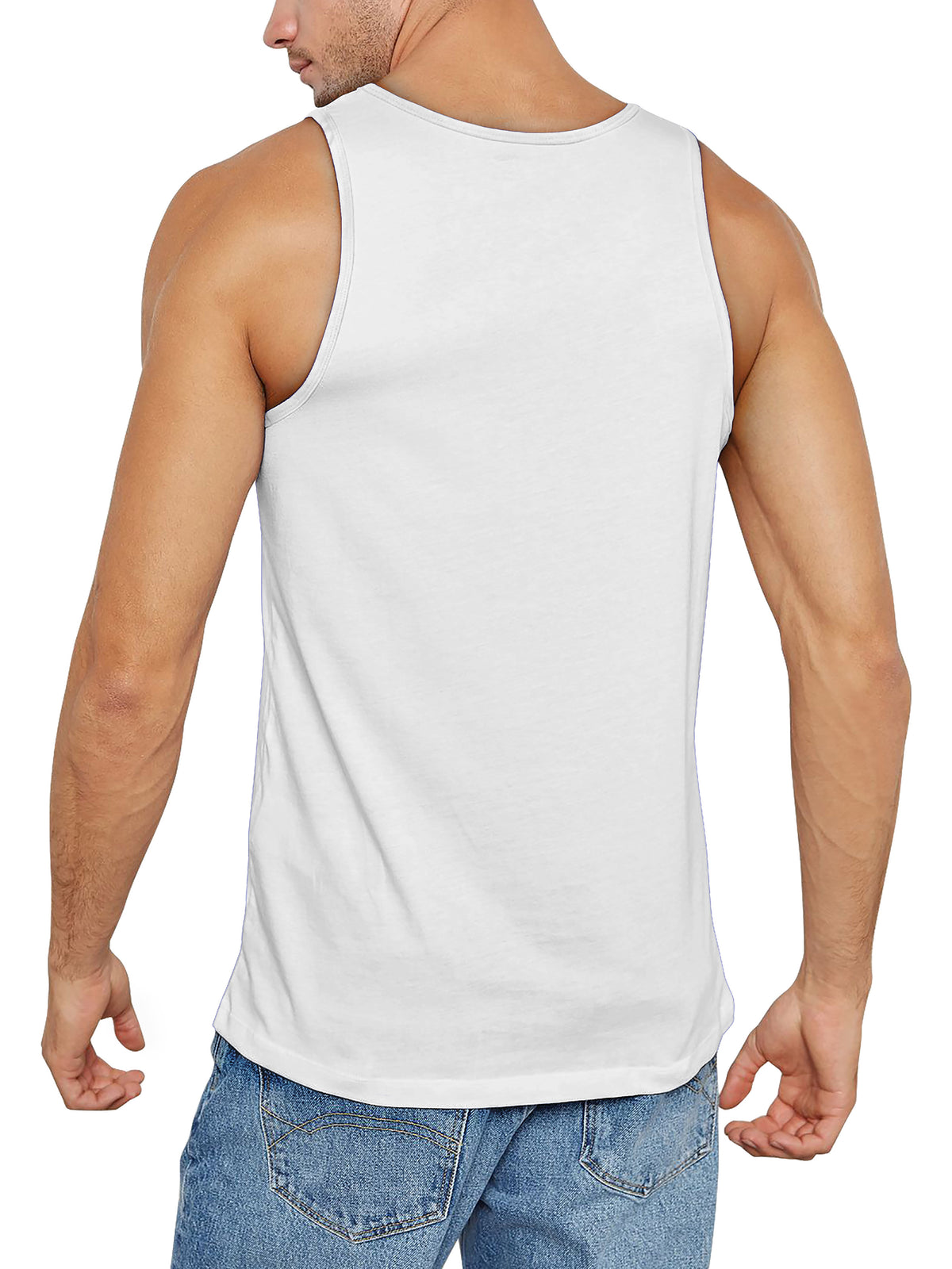Men’s Muscle Fit Workout Sleeveless Tank Top in White - Hat and Beyond tank top