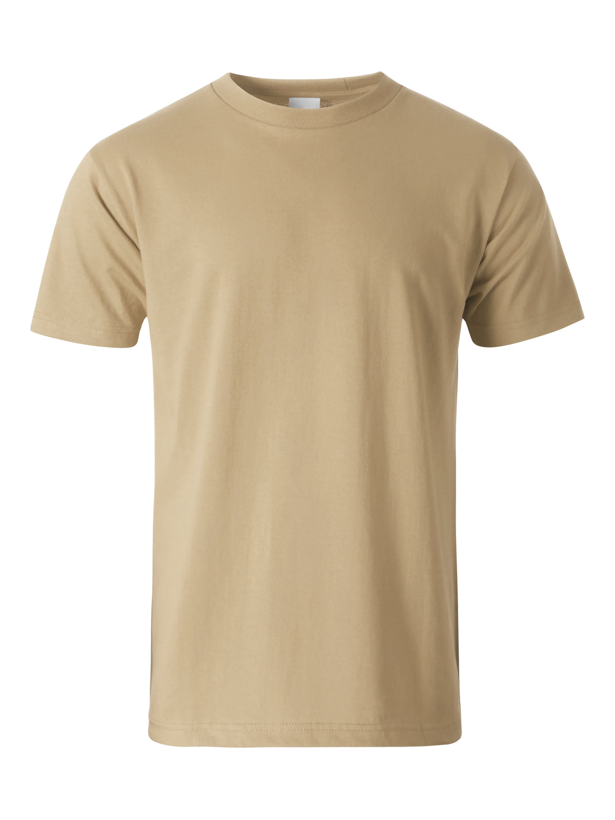 Men’s Essential Crew Neck Short Sleeve T Shirt S-XL in Khaki - Hat and Beyond blank tee
