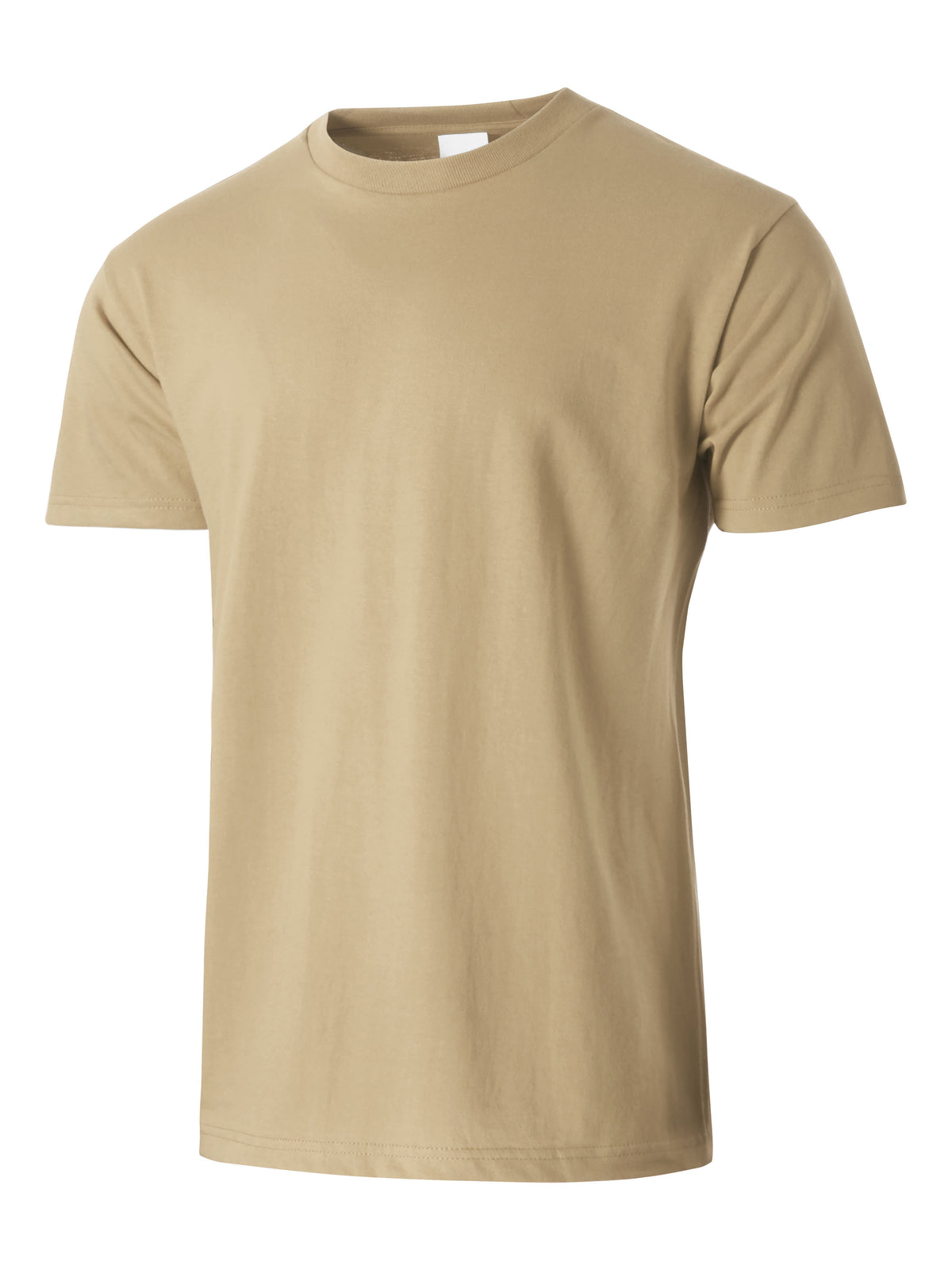 Men’s Essential Crew Neck Short Sleeve T Shirt S-XL in Khaki - Hat and Beyond blank tee