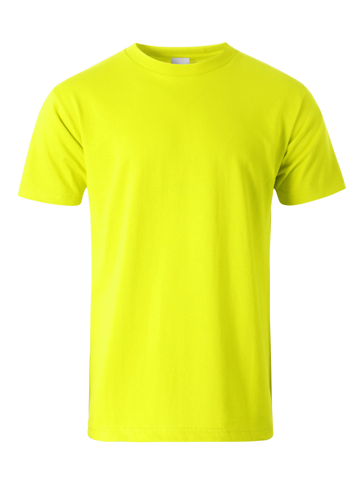 Men’s Essential Crew Neck Short Sleeve T Shirt S-XL in Neon Yellow - Hat and Beyond blank tee