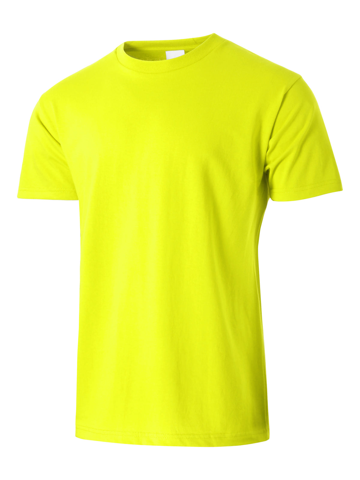 Men’s Essential Crew Neck Short Sleeve T Shirt S-XL in Neon Yellow - Hat and Beyond blank tee