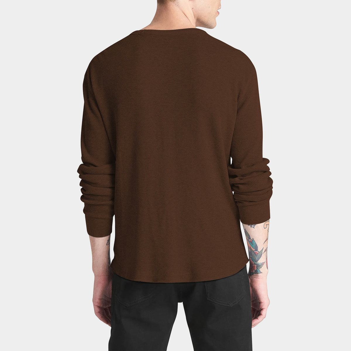 Men’s Waffle Thermal Sweatshirts in thermal shirt_thermal long sleeve_mens thermal shirt_long sleeve thermal shirts_mens thermal long sleeve_thermal clothing mens_Brown - Hat and B