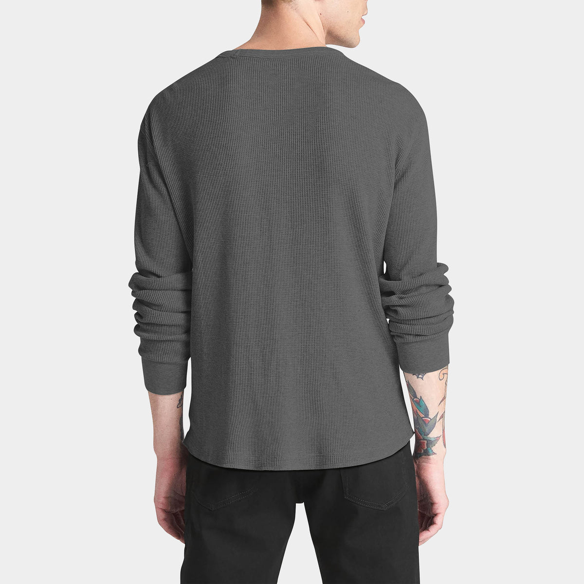 Men’s Waffle Thermal Sweatshirts in thermal shirt_thermal long sleeve_mens thermal shirt_long sleeve thermal shirts_mens thermal long sleeve_thermal clothing mens_Cool Gray - Hat a