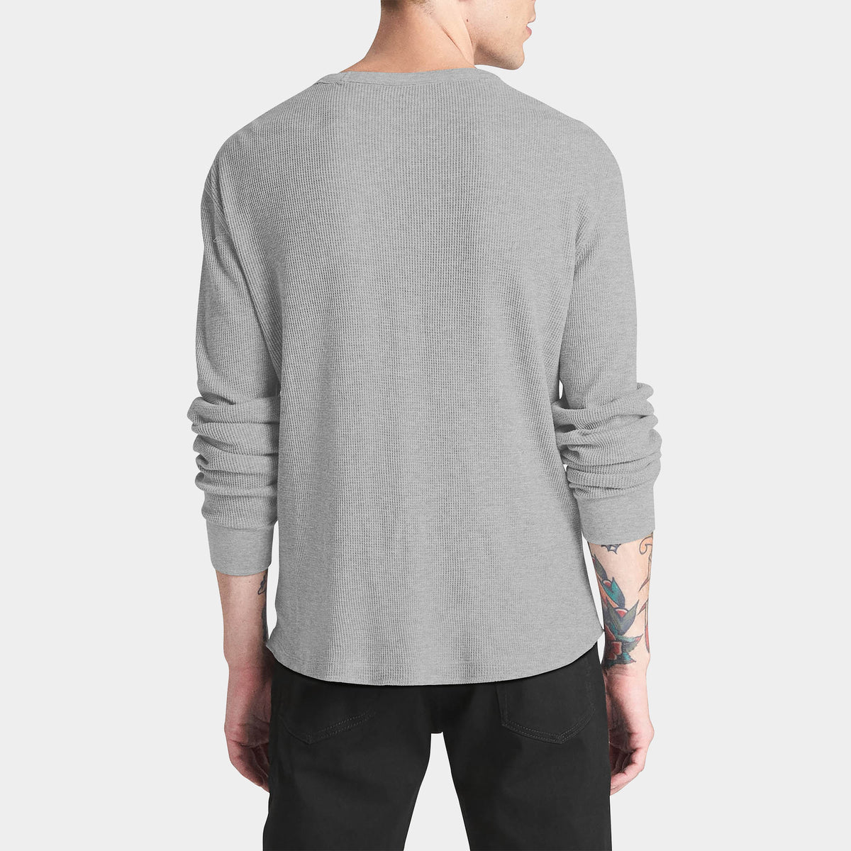 Men’s Waffle Thermal Sweatshirts in thermal shirt_thermal long sleeve_mens thermal shirt_long sleeve thermal shirts_mens thermal long sleeve_thermal clothing mens_Heather Gray - Ha
