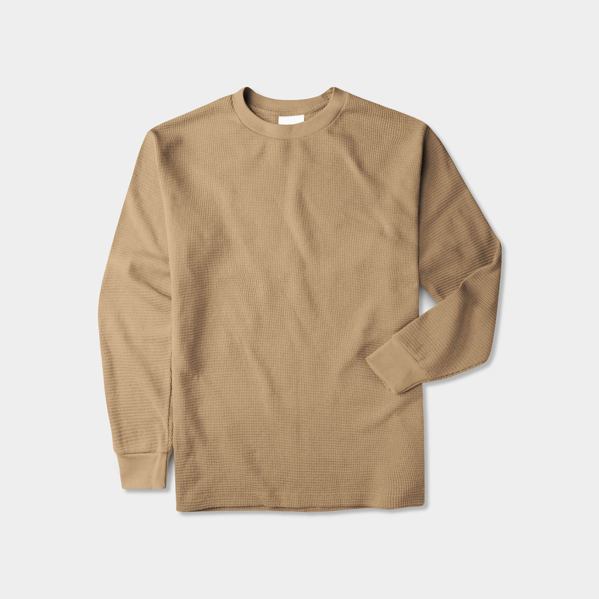 Men’s Waffle Thermal Sweatshirts in thermal shirt_thermal long sleeve_mens thermal shirt_long sleeve thermal shirts_mens thermal long sleeve_thermal clothing mens_Khaki - Hat and B