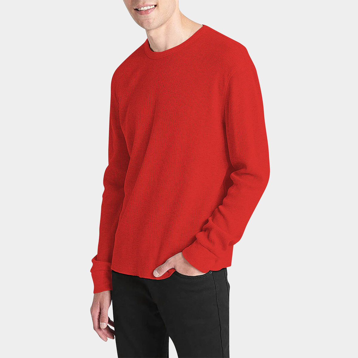 Men’s Waffle Thermal Sweatshirts in thermal shirt_thermal long sleeve_mens thermal shirt_long sleeve thermal shirts_mens thermal long sleeve_thermal clothing mens_Red - Hat and Bey