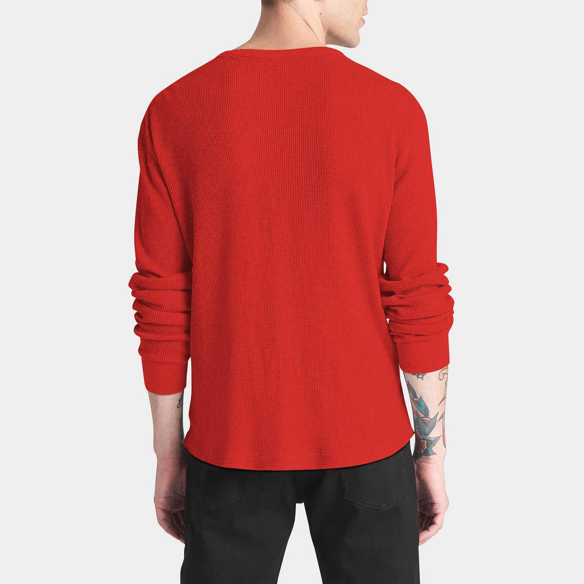Men’s Waffle Thermal Sweatshirts in thermal shirt_thermal long sleeve_mens thermal shirt_long sleeve thermal shirts_mens thermal long sleeve_thermal clothing mens_Red - Hat and Bey