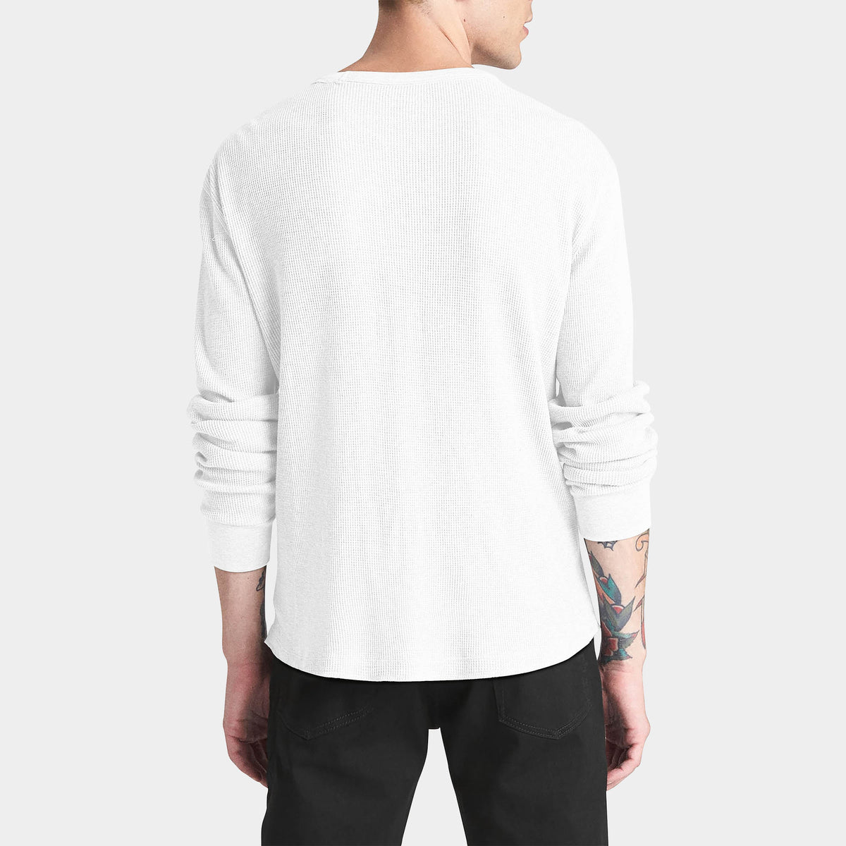 Men’s Waffle Thermal Sweatshirts in thermal shirt_thermal long sleeve_mens thermal shirt_long sleeve thermal shirts_mens thermal long sleeve_thermal clothing mens_White - Hat and B
