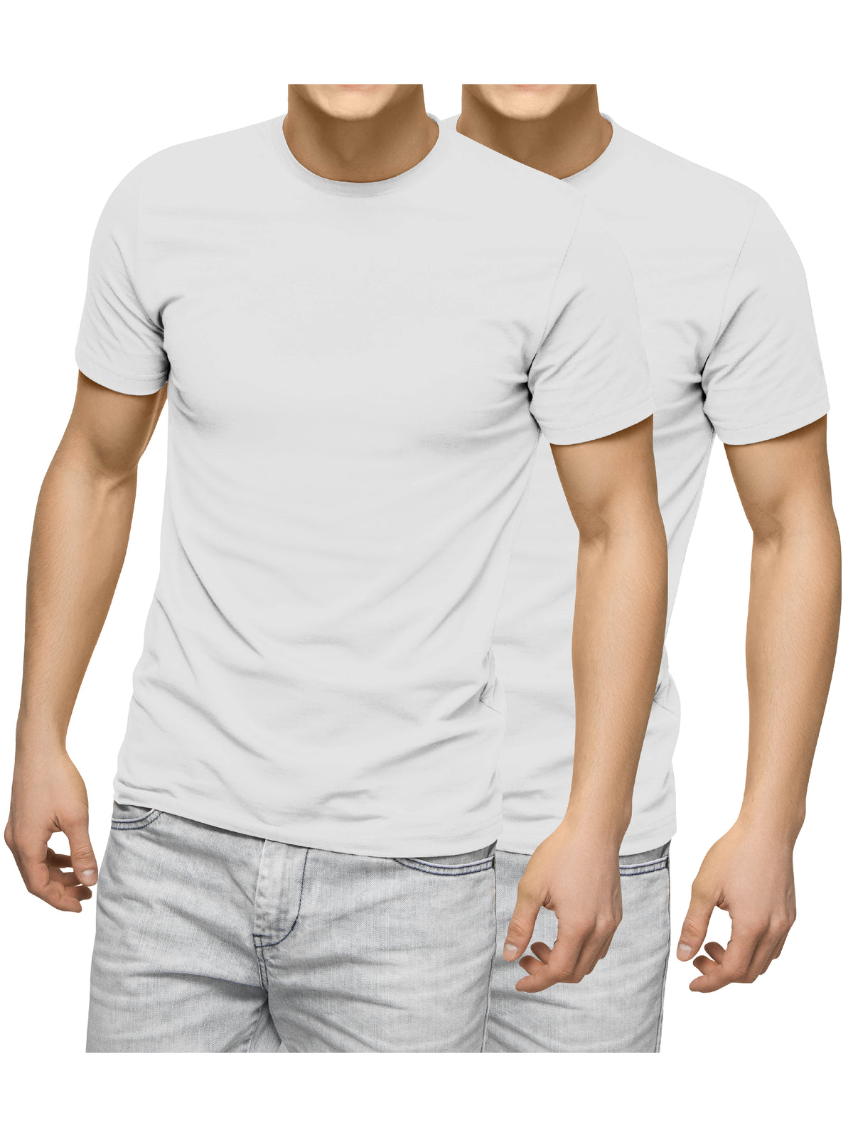 Men’s Essentials Lightweight T Shirt Single, 2-Pack, 3-Pack in 2 Pack (White-White) - Hat and Beyond blank tee