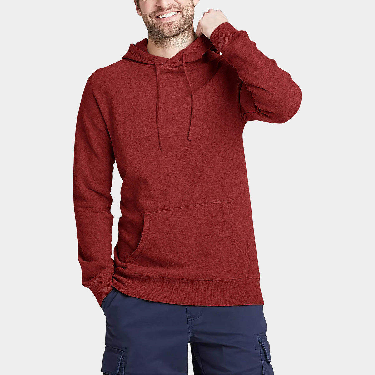 Men’s Lightweight Pullover Hoodie in hoodie_hoodies for men_hooded sweatshirt_custom hoodies_cheap hoodies_couple hoodies_pullover hoodie_mens pullover hoodie_Cranberry - Hat and B