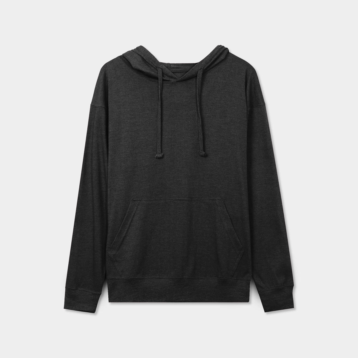 Men’s Lightweight Pullover Hoodie in hoodie_hoodies for men_hooded sweatshirt_custom hoodies_cheap hoodies_couple hoodies_pullover hoodie_mens pullover hoodie_Heather Black - Hat a
