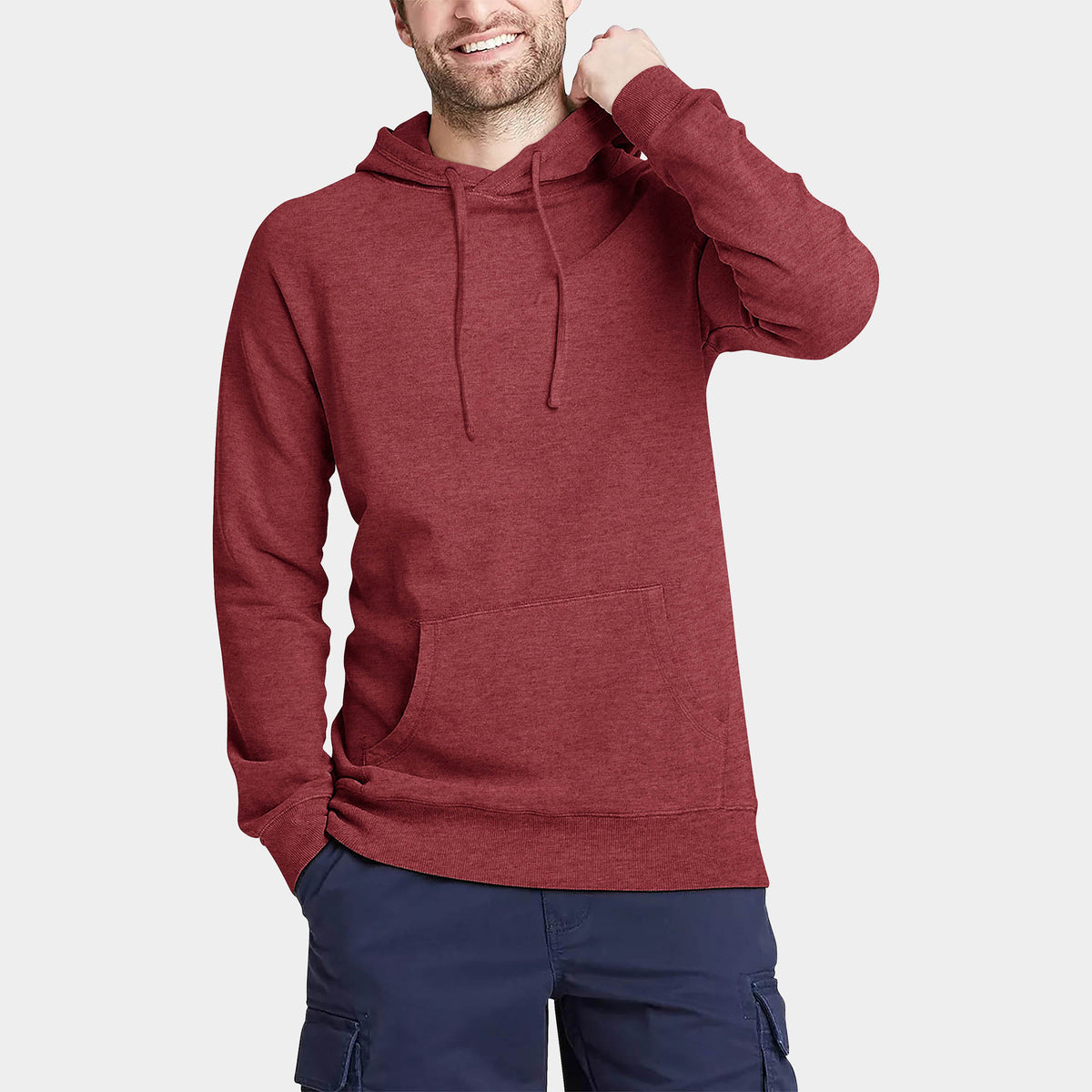 Men’s Lightweight Pullover Hoodie in hoodie_hoodies for men_hooded sweatshirt_custom hoodies_cheap hoodies_couple hoodies_pullover hoodie_mens pullover hoodie_Heather Burgundy - Ha