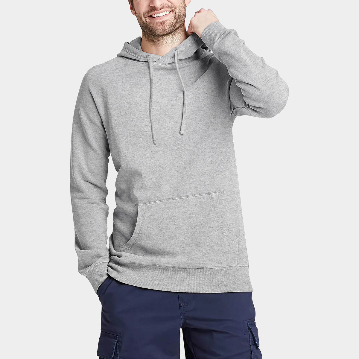 Men’s Lightweight Pullover Hoodie in hoodie_hoodies for men_hooded sweatshirt_custom hoodies_cheap hoodies_couple hoodies_pullover hoodie_mens pullover hoodie_Heather Gray - Hat an
