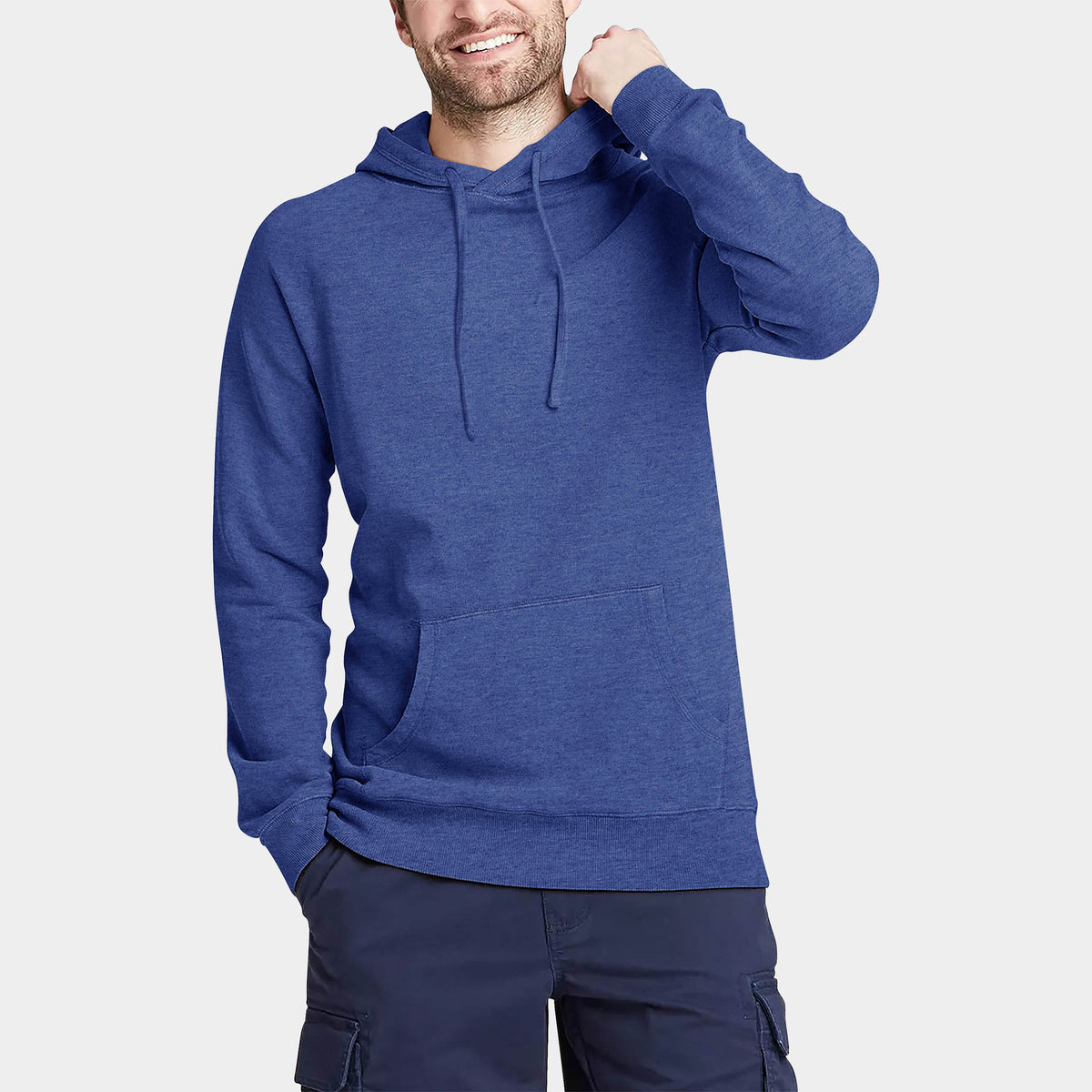 Men’s Lightweight Pullover Hoodie in hoodie_hoodies for men_hooded sweatshirt_custom hoodies_cheap hoodies_couple hoodies_pullover hoodie_mens pullover hoodie_Heather Royal Blue - 
