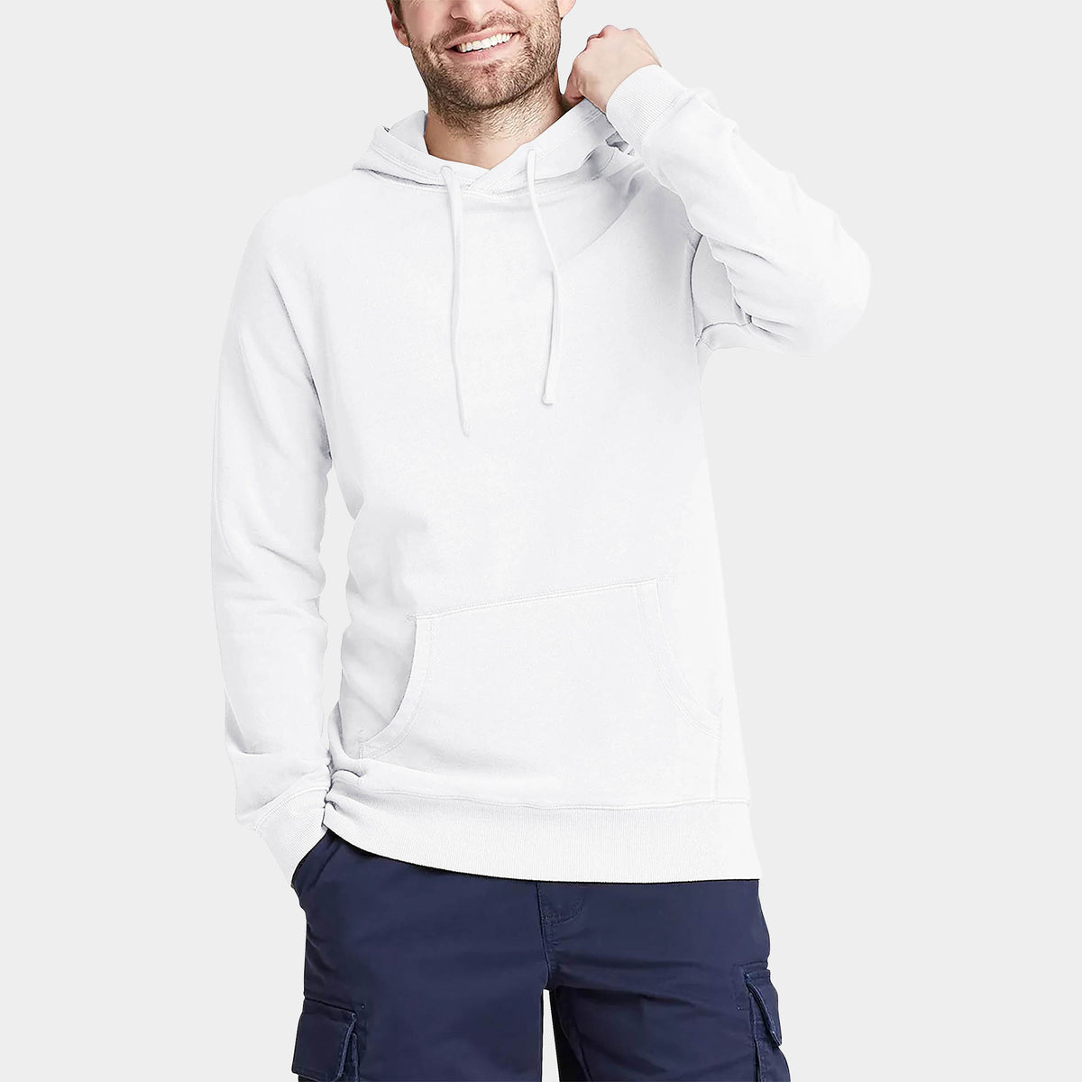 Men’s Lightweight Pullover Hoodie in hoodie_hoodies for men_hooded sweatshirt_custom hoodies_cheap hoodies_couple hoodies_pullover hoodie_mens pullover hoodie_White - Hat and Beyon