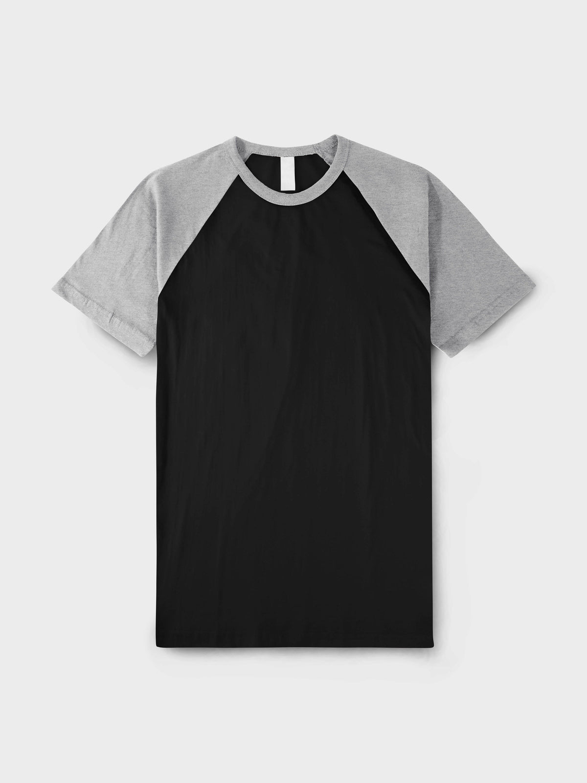 Men’s Contrast Raglan Short Sleeve Baseball T-Shirts in Black/Heather Gray - Hat and Beyond baseball jersey