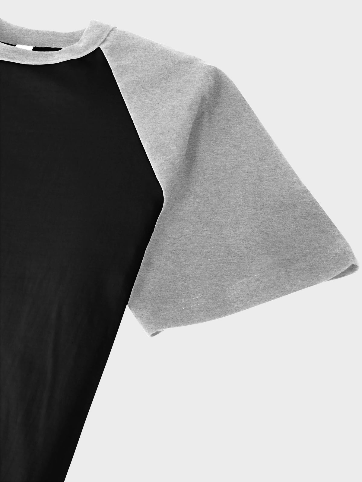 Men’s Contrast Raglan Short Sleeve Baseball T-Shirts in Black/Heather Gray - Hat and Beyond baseball jersey