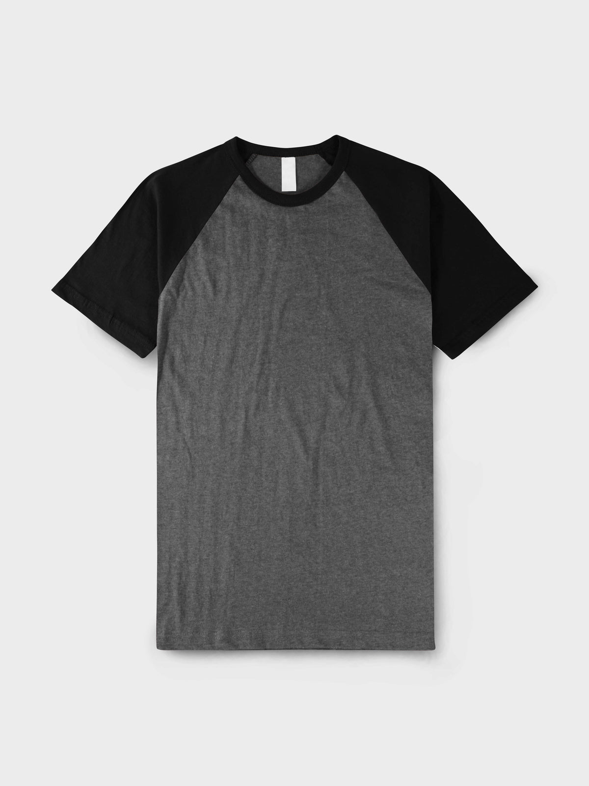Men’s Contrast Raglan Short Sleeve Baseball T-Shirts in Charcoal/Black - Hat and Beyond baseball jersey