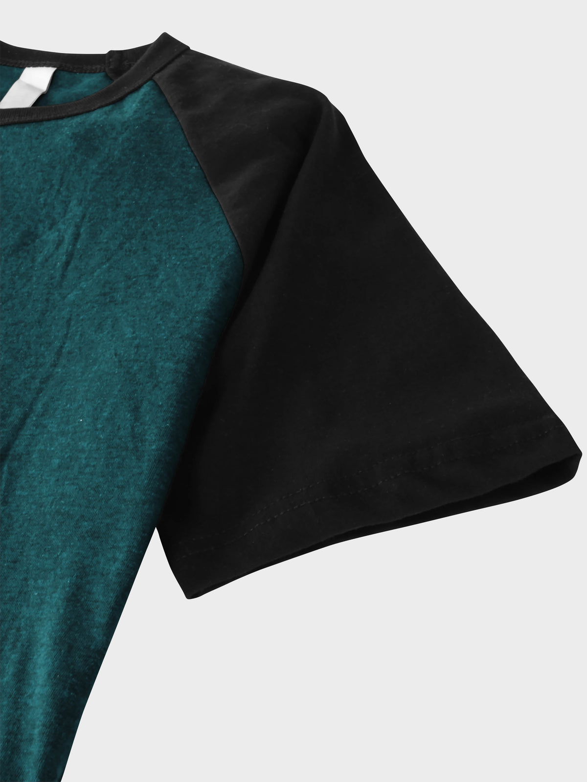 Men’s Contrast Raglan Short Sleeve Baseball T-Shirts in Cyan Caviar/Black - Hat and Beyond baseball jersey