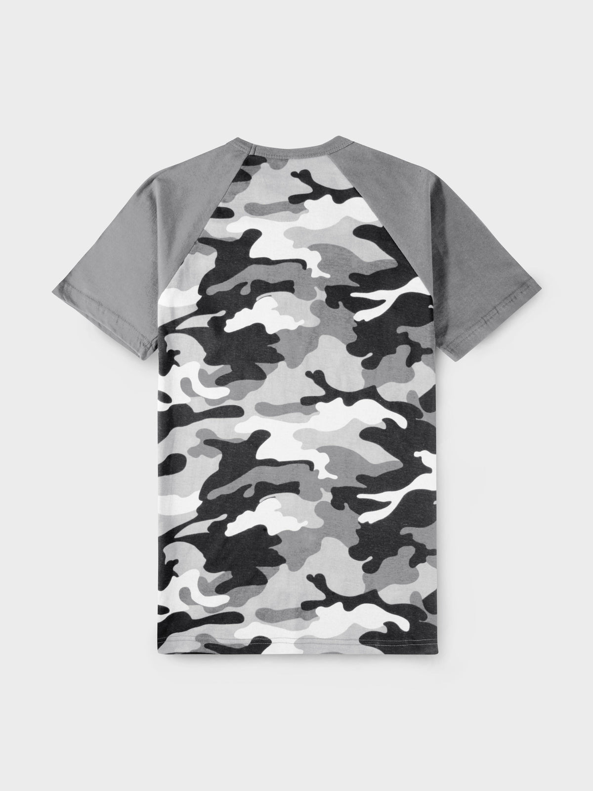 Men’s Contrast Raglan Short Sleeve Baseball T-Shirts in Gray Camo/Cool Gray - Hat and Beyond baseball jersey