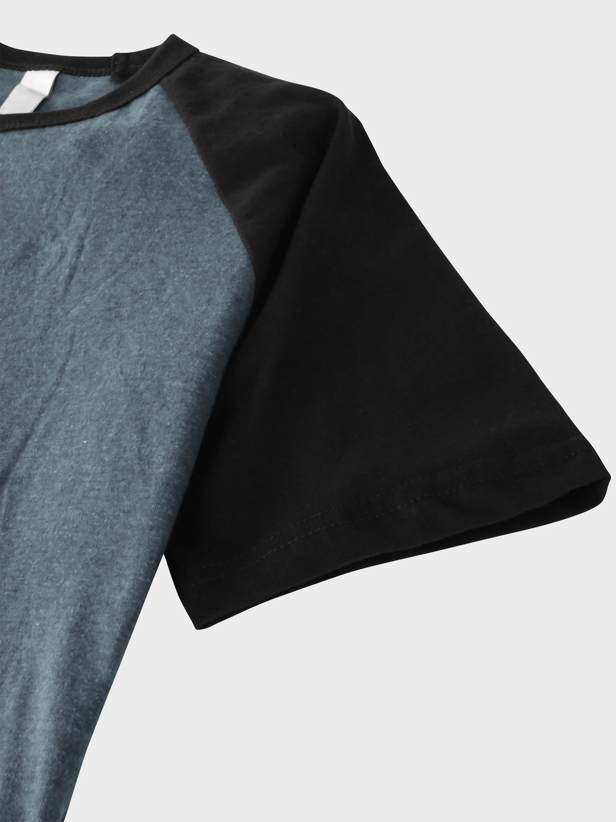 Men’s Contrast Raglan Short Sleeve Baseball T-Shirts in Heather Denim/Black - Hat and Beyond baseball jersey