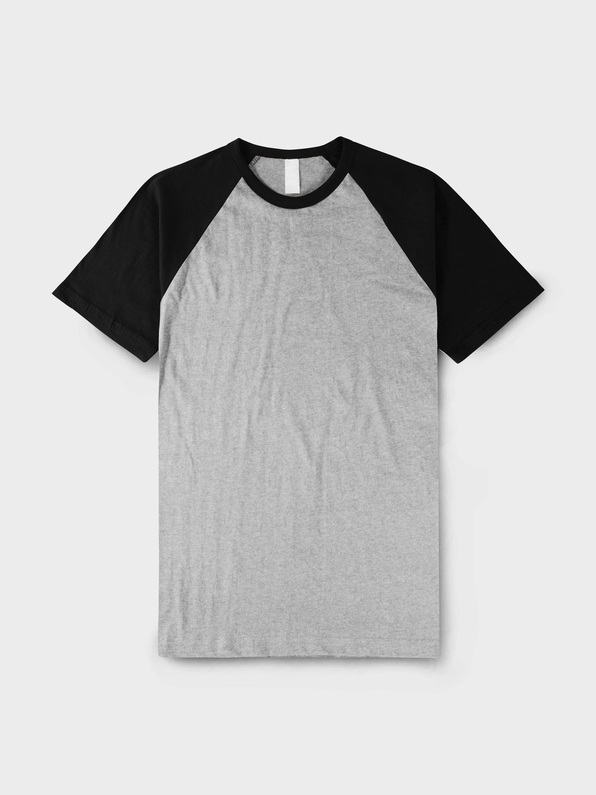 Men’s Contrast Raglan Short Sleeve Baseball T-Shirts in Heather Gray/Black - Hat and Beyond baseball jersey