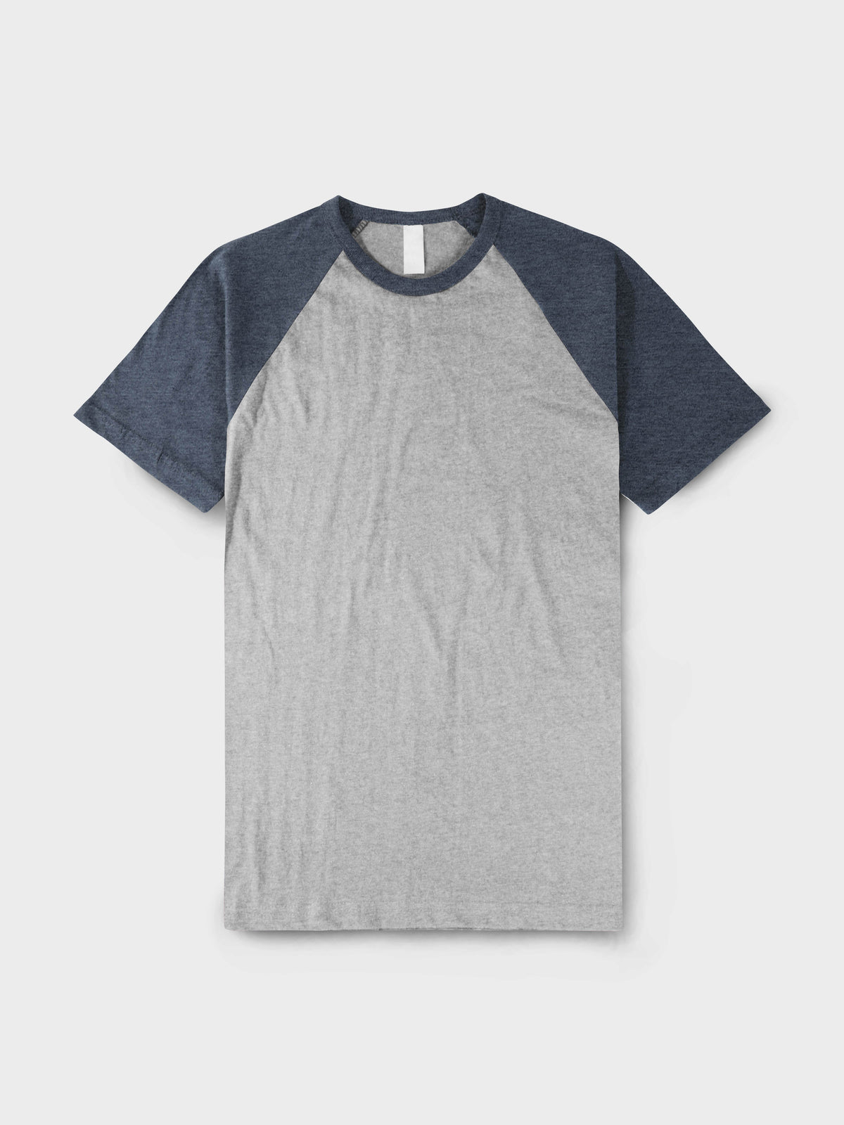 Men’s Contrast Raglan Short Sleeve Baseball T-Shirts in Heather Gray/Heather Navy - Hat and Beyond baseball jersey