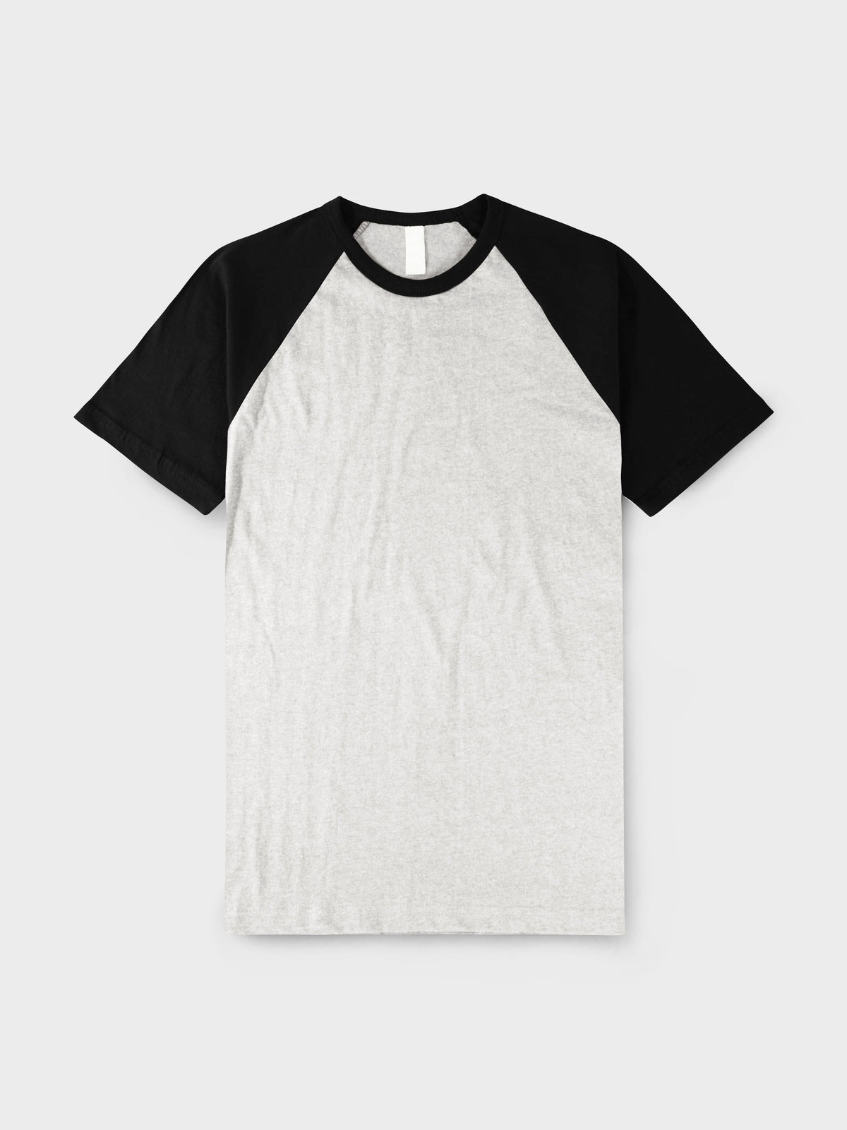 Men’s Contrast Raglan Short Sleeve Baseball T-Shirts in Oatmeal Heather/Black - Hat and Beyond baseball jersey