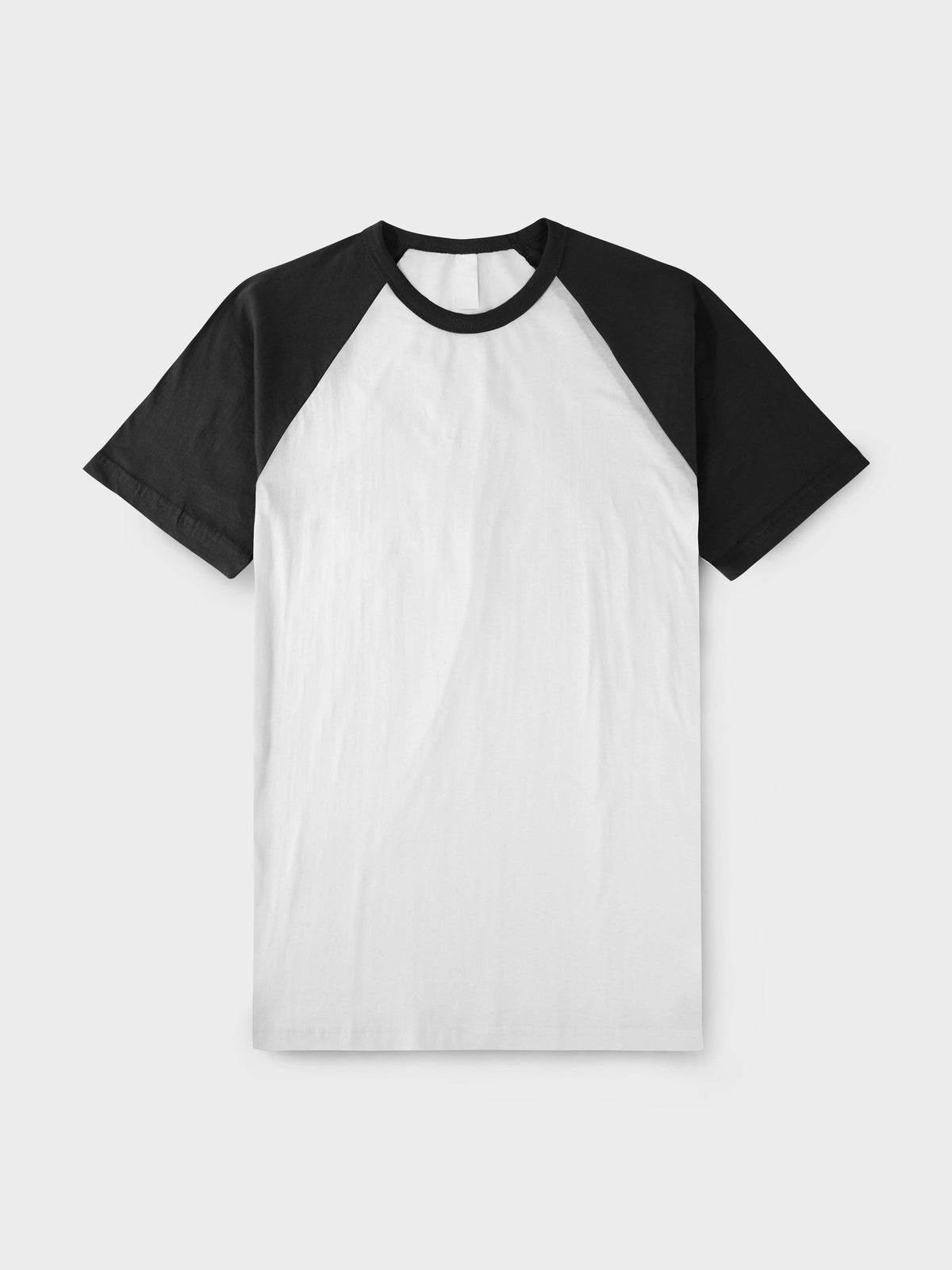 Men’s Contrast Raglan Short Sleeve Baseball T-Shirts in White/Black - Hat and Beyond baseball jersey