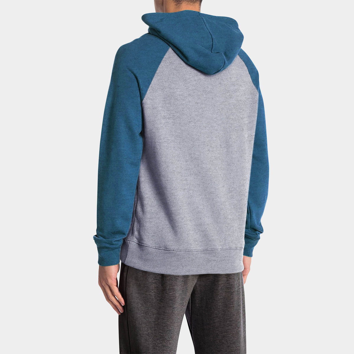 Men’s Raglan Pullover Hoodie in pullover hoodie_mens pullover hoodie_pullover sweatshirt_champion pullover hoodie_pullover adidas_hooded pullover_Heather Gray/Cyan Caviar - Hat and