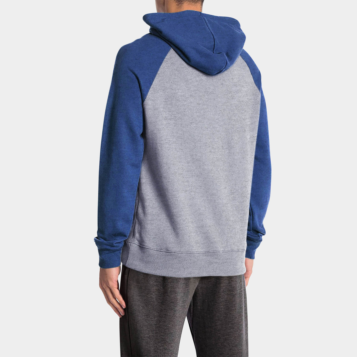 Men’s Raglan Pullover Hoodie in pullover hoodie_mens pullover hoodie_pullover sweatshirt_champion pullover hoodie_pullover adidas_hooded pullover_Heather Gray/Heather Royal - Hat a