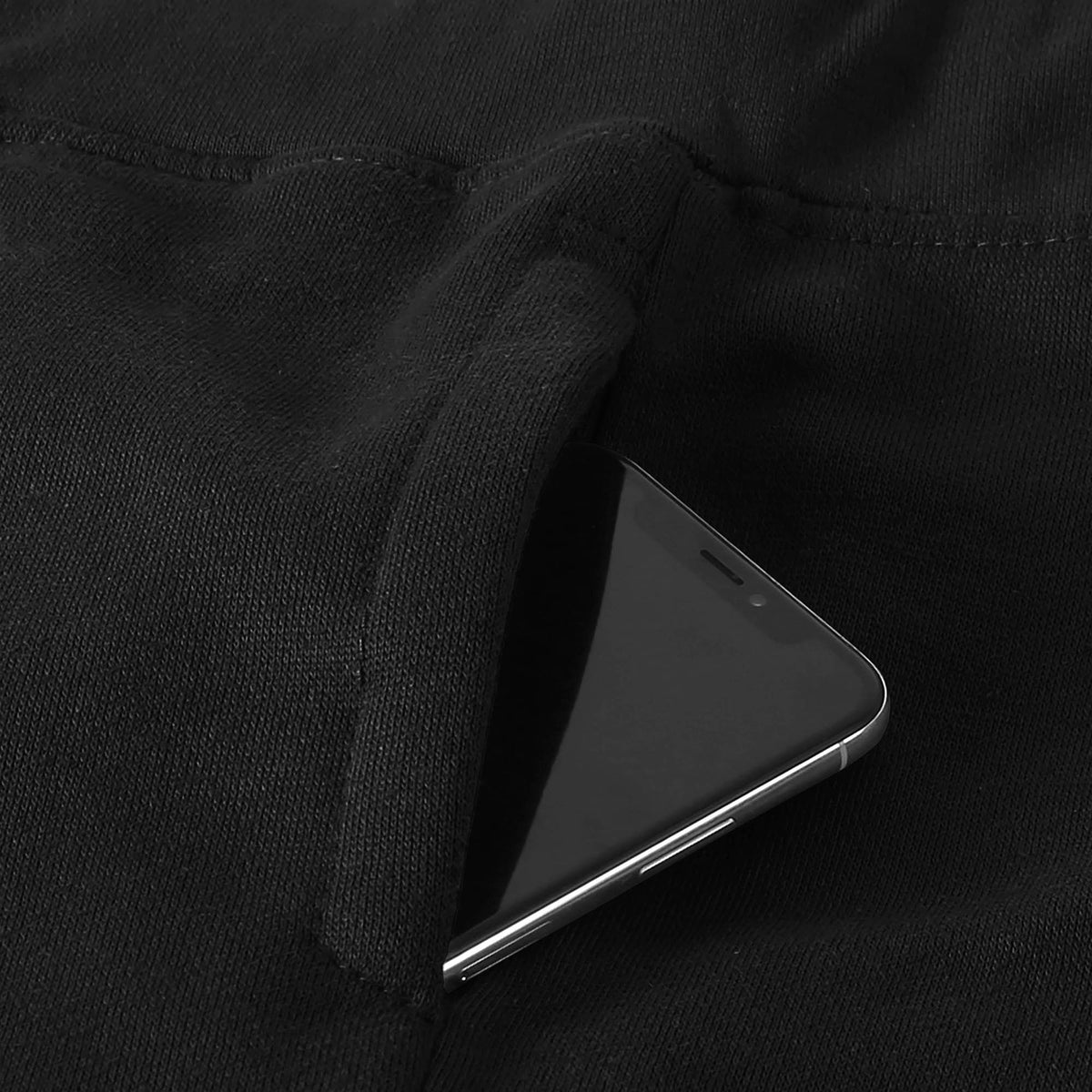 Men’s Fleece Sweat Shorts in boys fleece shorts_hollister fleece shorts_mens fleece shorts cheap_chino shorts_sweat shorts_mens running shorts_sports shorts_cotton shorts_Black - H