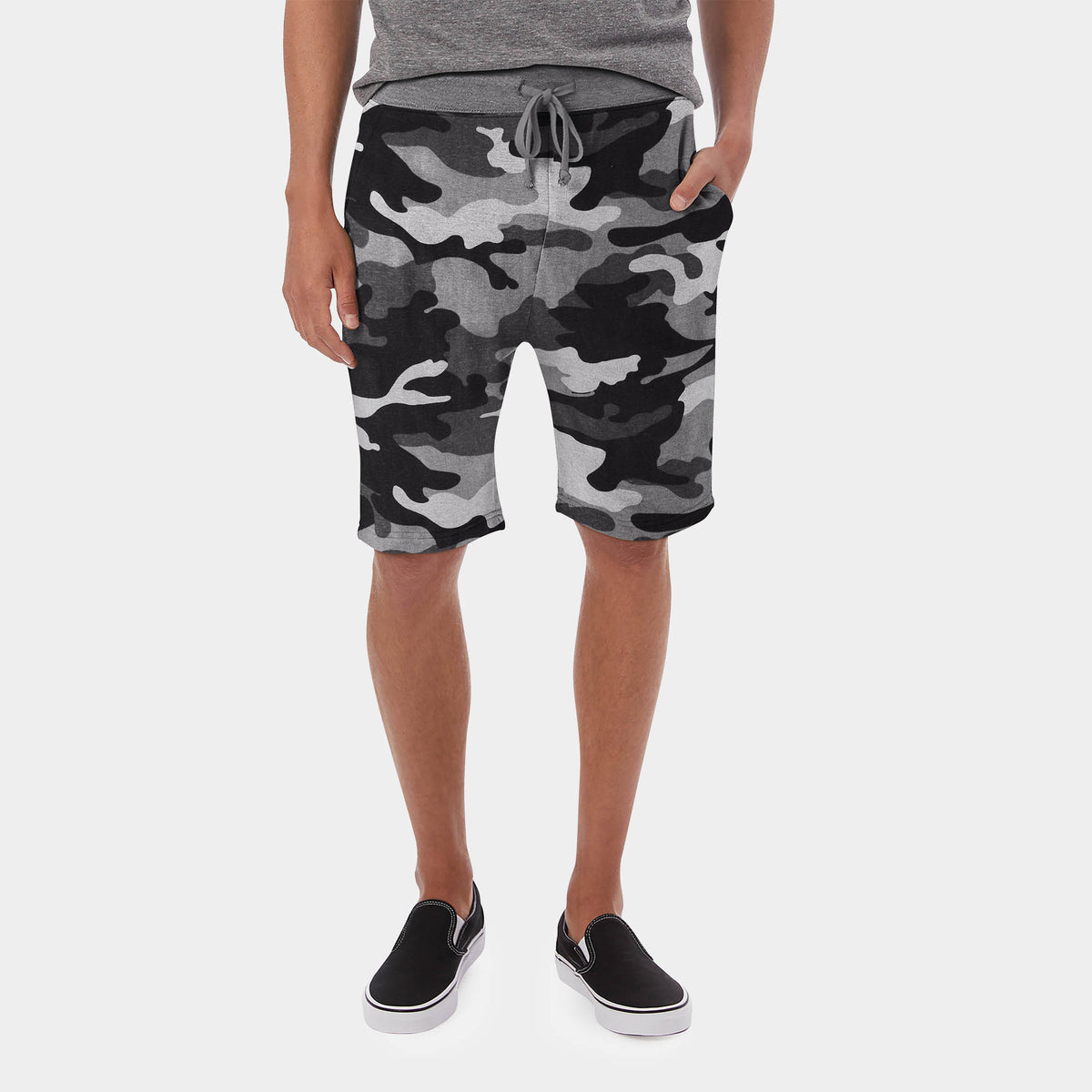Men’s Fleece Sweat Shorts in boys fleece shorts_hollister fleece shorts_mens fleece shorts cheap_chino shorts_sweat shorts_mens running shorts_sports shorts_cotton shorts_Gray Camo