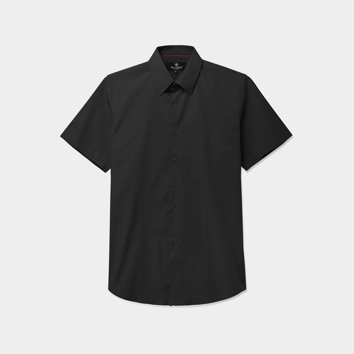 Men’s Short Sleeve Stretch Dress Shirt in stretch dress shirt_stretch shirts_t shirt stretch_stretch cotton shirt_mens stretch shirts_slim fit stretch_mens stretch dress shirts_Bla