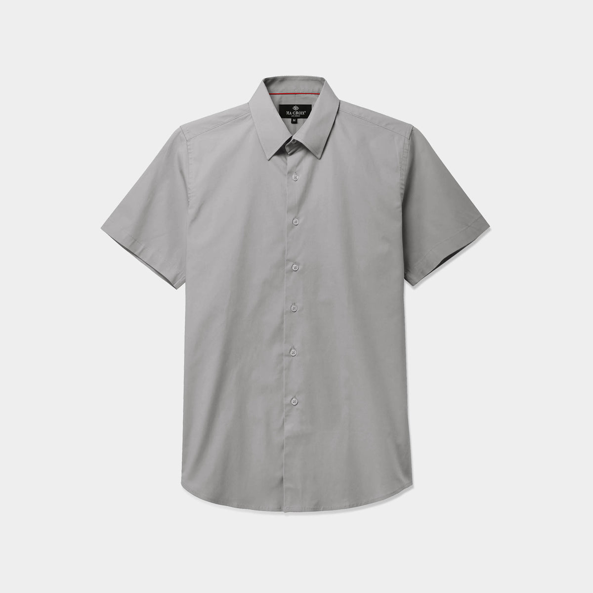 Men’s Short Sleeve Stretch Dress Shirt in stretch dress shirt_stretch shirts_t shirt stretch_stretch cotton shirt_mens stretch shirts_slim fit stretch_mens stretch dress shirts_Gra