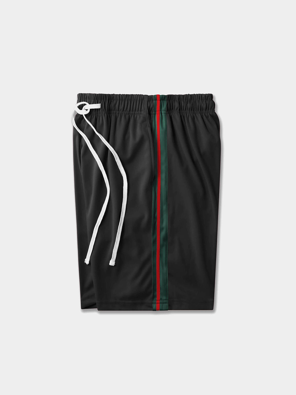 Men's Stripe Track Shorts Black/Hunter Green/Red – Wholesale Blank Track Shorts | Hat and Beyond