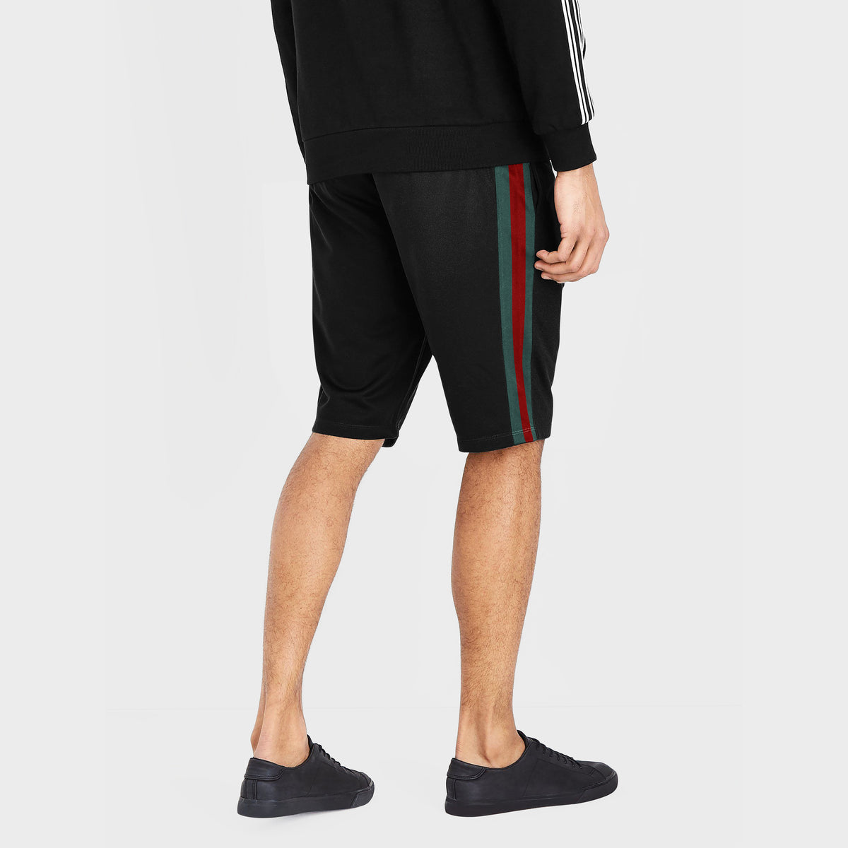 Men’s Stripe Track Shorts in track shorts_track shorts mens_hind running shorts_boys track shorts_gucci shorts_gucci shorts mens_gucci shorts cheap_Black/Red - Hat and Beyond casua