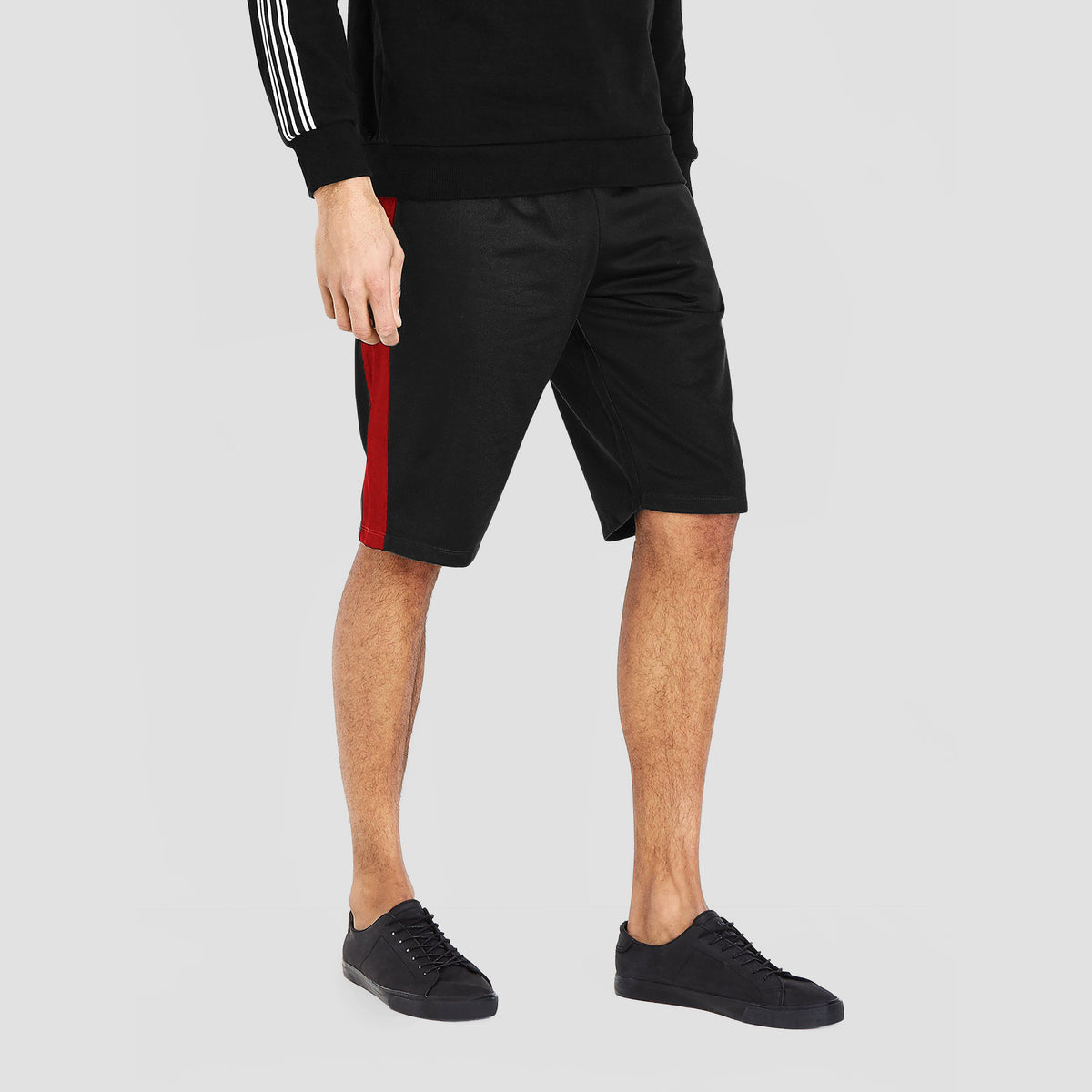 Men’s Stripe Track Shorts in track shorts_track shorts mens_hind running shorts_boys track shorts_gucci shorts_gucci shorts mens_gucci shorts cheap_Black/White - Hat and Beyond cas