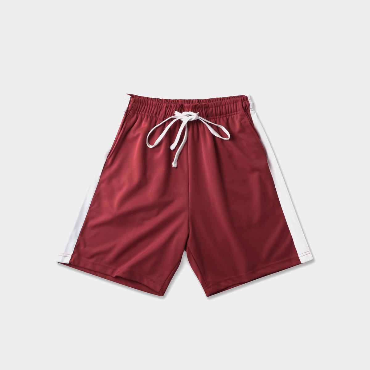 Men’s Stripe Track Shorts in track shorts_track shorts mens_hind running shorts_boys track shorts_gucci shorts_gucci shorts mens_gucci shorts cheap_Burgundy/White - Hat and Beyond 