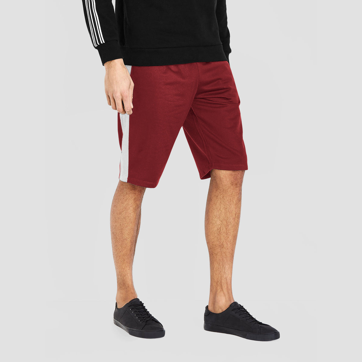 Men’s Stripe Track Shorts in track shorts_track shorts mens_hind running shorts_boys track shorts_gucci shorts_gucci shorts mens_gucci shorts cheap_Burgundy/White - Hat and Beyond 