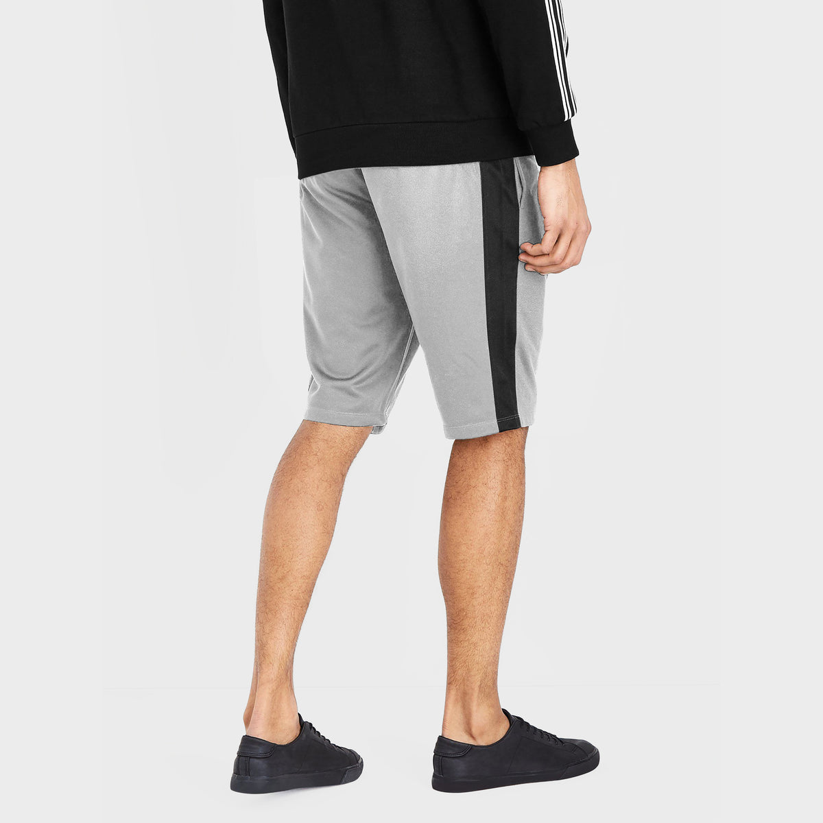 Men’s Stripe Track Shorts in track shorts_track shorts mens_hind running shorts_boys track shorts_gucci shorts_gucci shorts mens_gucci shorts cheap_Gray/Black - Hat and Beyond casu