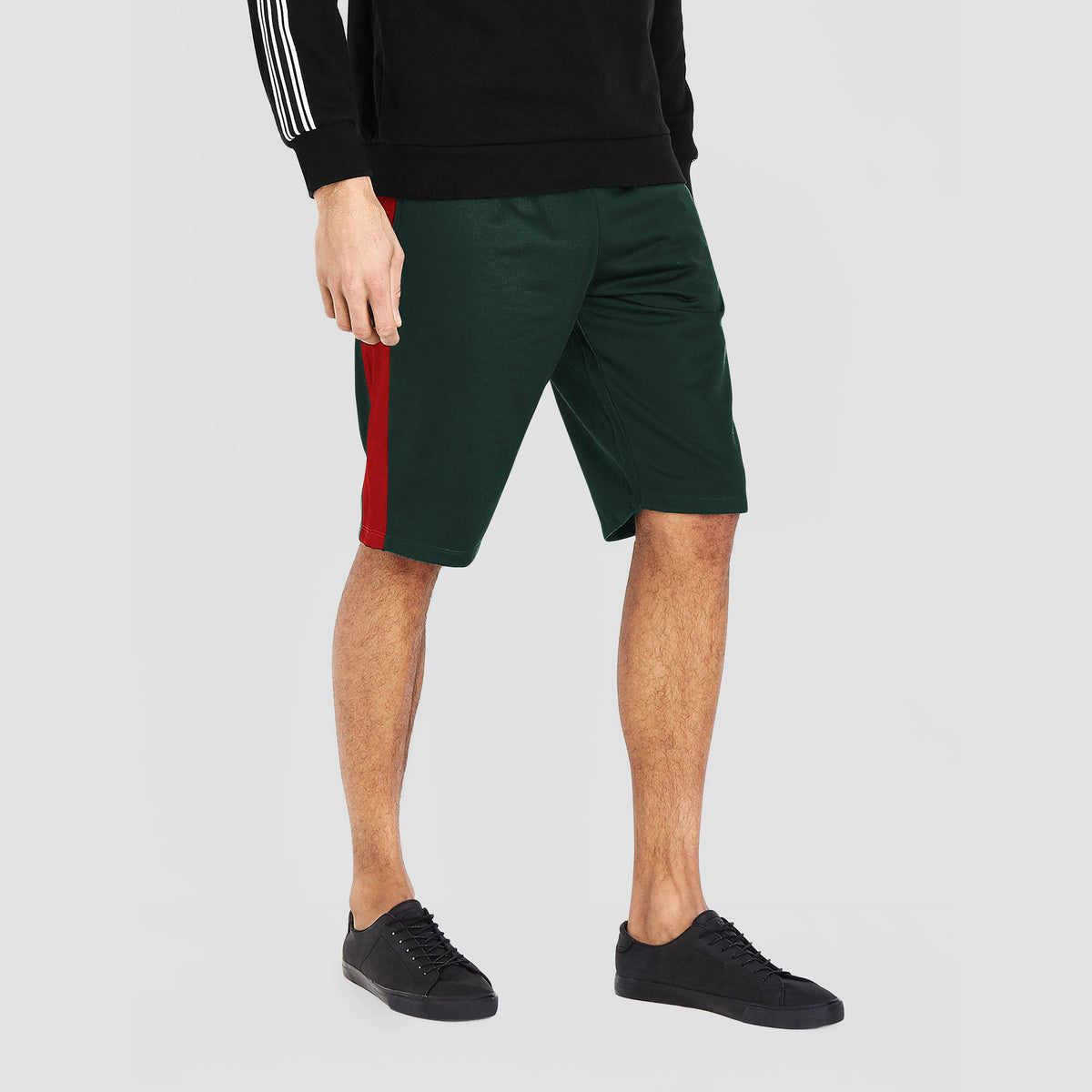 Men’s Stripe Track Shorts in track shorts_track shorts mens_hind running shorts_boys track shorts_gucci shorts_gucci shorts mens_gucci shorts cheap_Hunter Green/Red - Hat and Beyon