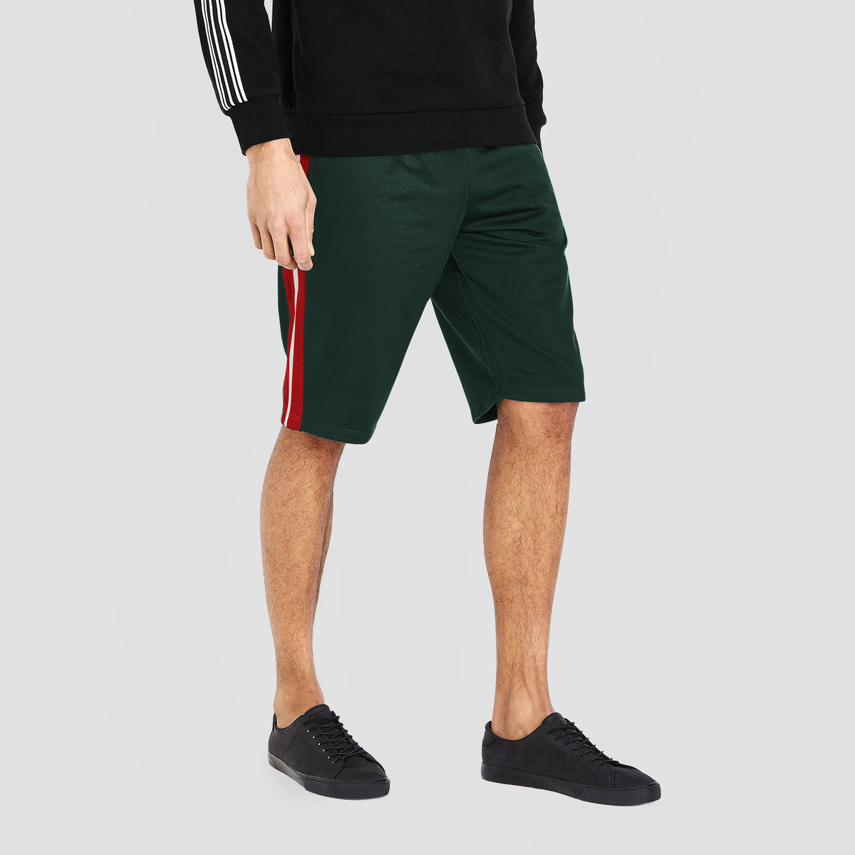 Men’s Stripe Track Shorts in track shorts_track shorts mens_hind running shorts_boys track shorts_gucci shorts_gucci shorts mens_gucci shorts cheap_Hunter Green/Red/White - Hat and