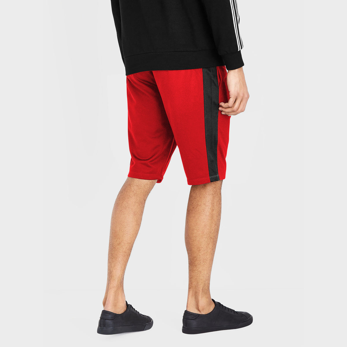 Men’s Stripe Track Shorts in track shorts_track shorts mens_hind running shorts_boys track shorts_gucci shorts_gucci shorts mens_gucci shorts cheap_Red/Black - Hat and Beyond casua