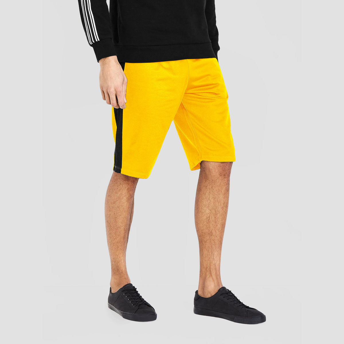 Men’s Stripe Track Shorts in track shorts_track shorts mens_hind running shorts_boys track shorts_gucci shorts_gucci shorts mens_gucci shorts cheap_Yellow/Black - Hat and Beyond ca