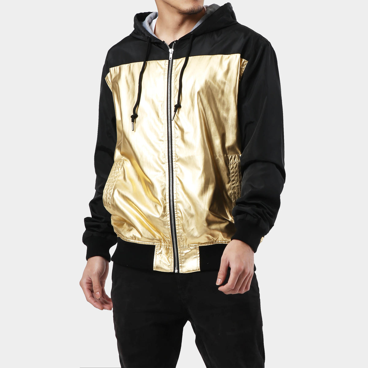 Men’s Premium Windbreaker in windbreaker jacket_champion windbreaker_mens windbreaker_mens windbreaker jacket_carhartt windbreaker_retro windbreaker_boys windbreaker_Black/Gold - H